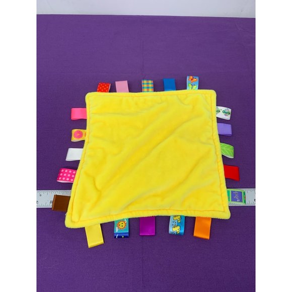 Cong Erle Tab Security Blanket Yellow Back Squares on Blue Print - Picture 6 of 7